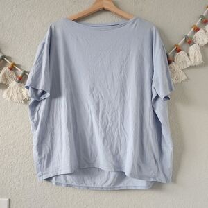 Lululemon Back In Action Short Sleeve Nulu Top Blue Linen Soft Stretch Relax 12